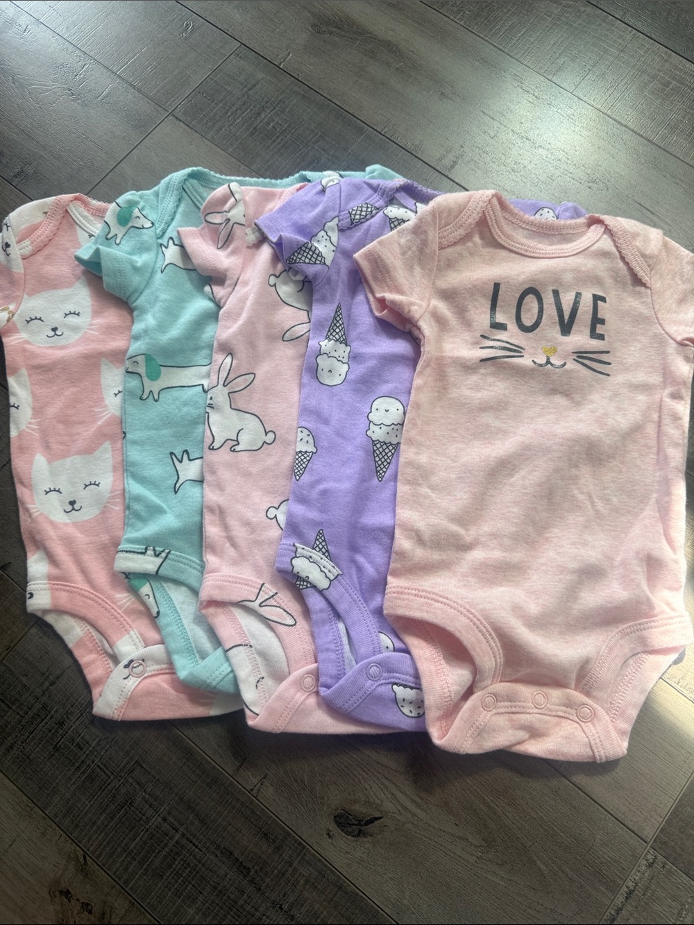Carter's Pastel Pink, Mint & Lavender Short-Sleeve Baby One-Piece Pack